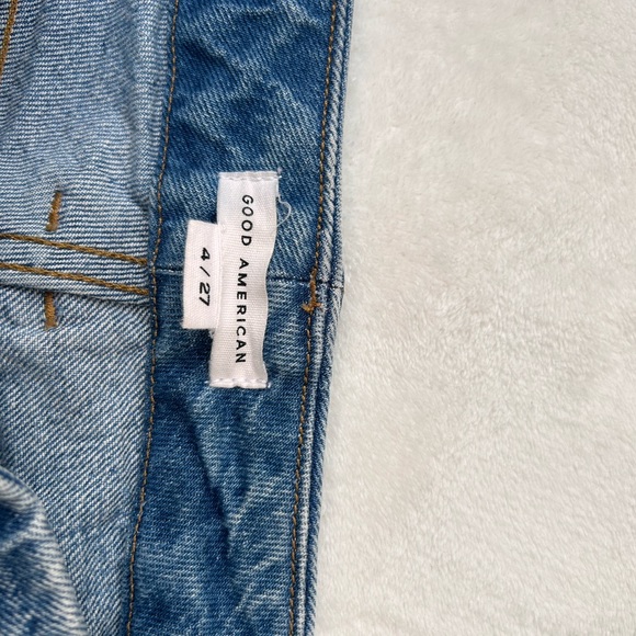 Good American High Waist Raw Hem Blue Jeans - Picture 2 of 5